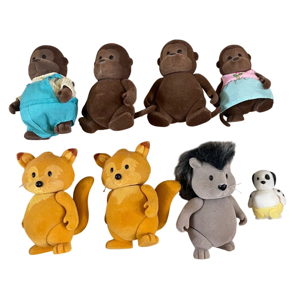 Lil Woodzeez Family Lot Mother Father Baby Porcupine Fox Monkey Puppy